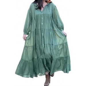 NEW PEARL AND CAVIAR daphne long sleeve maxi dress in khaki green